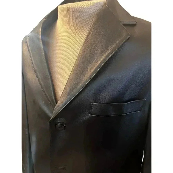 Croft & Barrow men’s classic leather jacket button up size medium - Picture 3 of 6